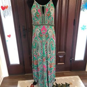 Green & Pink Maxi Dress